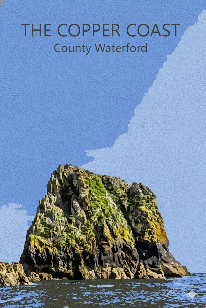 Modern art print of The Copper Coast sea stack in County Waterford Ireland